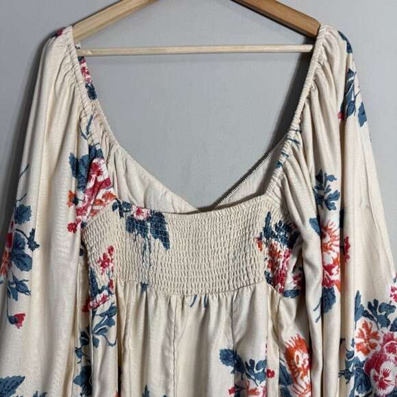 Free People Francesca Floral Print Mini Dress Women's Medium Warm Ivory Boho NWT - Picture 12 of 16